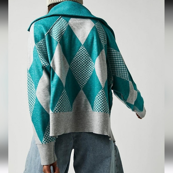 FREE PEOPLE | Lucy Half Zip Pullover Maui Grey Combo - Picture 11 of 14